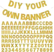 110Pcs DIY Letter Banner Kit, Glitter Letters Banner Customizable Birthday Banners Custom Party Hanging Banner for Graduation Christmas Wedding Party Baby Shower Decoration (Gold)