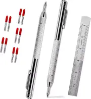 2 Pack Tungsten Carbide Tip Scriber Tool with 10 Refills 1 Ruler, Metal Scribe S