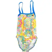 **NEW** adidas Aqua Solace Neon Print Tie-Back One-Piece Swimsuit (24) NWT