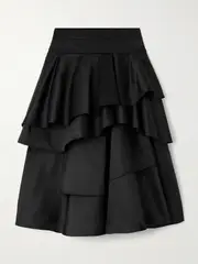 [AZ FACTORY] AZ FACTORY - Lottie Asymmetric Ruffled Crepe Skirt - Black - FR 40 FR 40 Black