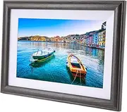 10 Inch WiFi Smart Digital Photo Frame - Picture Frame with Brown Wood Grain - Transmitting Video Pictures Via App - Electric WiFi Digital Frame(AU Standard)