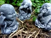 Buddha set 3 latex molds concrete plaster mould 4"H x 3"W apx. see hear speak