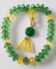 New Green & Yellow Tasbih Crystal Beads Tasbeeh Misbaha Rosary Worry 33 TASBEEH