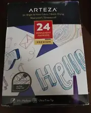 Arteza Permanent Markers Premium Bright & Neon | Ultra Fine Tip - Set of 24 New