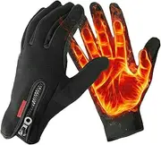 [generic] Snow Gloves for Men | Upgraded Touchscreen Gloves with Elastic Cuffs | Windproof Thermal Gloves for Running