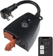 Outdoor Smart Wifi Plug, Heavy Duty Wi-Fi Timer with Two Grounded Outlet, Wirel