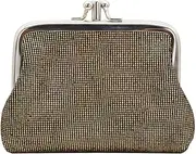 [AdiStylinno] Coin Purse for Women, Ladies Portable Small Coin Pouch with Kiss Lock, Vintage Shiny Mini Change Purse Small Coin Wallet Bag for Cards Keys Coin, Golden, 12 x 9 x 2 cm / 4.72 x 3.54 x 0.78