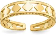 [Generic] 14ct Yellow Gold Solid Textured Polished Diamond Shapes Toe Ring Jewelry Gifts for Women