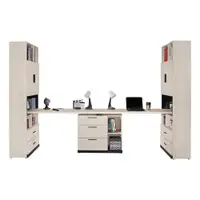 在飛比找ETMall東森購物網優惠-Boden-曼珊10尺多功能伸縮書櫃+雙人書桌/書櫃型工作桌