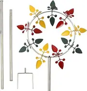 Uoqpty Windmill Yard Stake,Three Color Outdoor Wind Spinners with Stake | Weatherproof Spinner Yard Decoration Pinwheels Garden Sculptures for Driveway Patio