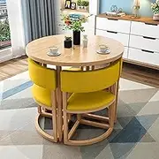 Round Conference Table Set with Negotiating Chairs 5 Piece Kitchen Dining Set for 4 Metal Frame Kitchen Table Set for Small Space Apartment Cloth Color