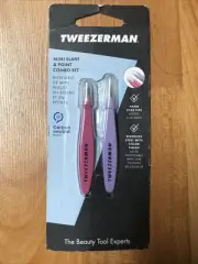 Tweezerman MIni Slant & Point Combo Set Stainless Steel Tweezer Beauty Tools