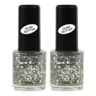 2x BYS Glam Glitter Silver Moon Quick Dry Nail Polish Enamel Lacquer Lasting