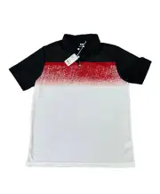 Sligo Mens Short Sleeve Golf Polo Shirt with Red Black Graphic Size Large
