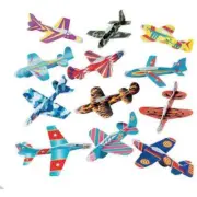 12 Pack Foam Gliders - Assorted shapes and colours