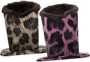 SOESFOUFU 2Pcs Practical Plush Lined Glasses Holder Scratch Eyeglasses Display Stand for Home Retail Use Convenient Desktop Eyewear Storage Stylish Leopard Print Design