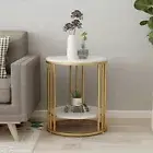 Round Side Table Gold Metal Frame End Table Marble Accent Coffee Table Nightstan