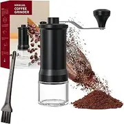 Manual Coffee Grinder, Powerful Compact Hand Coffee Bean Grinder for Home Kitchen, Adjustable Hand Grinders for Kitchen Perfect for You Home, Office or Travelling Includes Cleaning Brush (Black)