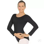 Eurotard Adult Long Sleeve Leotard_Black, Burgundy & Nude