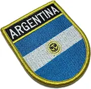 [BR44] BP0032EV01 Argentina Country Flag Embroidered Patch Gold Border Uniform Kart Kimono, Hook Fasteners Attach to Tactical Hats and Gears