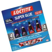Loctite 2002988 Super Glue Control Gel and Ultra Liquid. Set of 4 Bottles