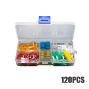 120pc Car Mini Boat Truck Blade Fuse Box Assortment 5A 10A 15A 20A 25A 30A Kits,