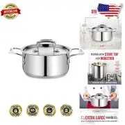 Oven-Safe 2 Quart Heavy-Duty Stockpot with Riveted Handles – Perfect for Canning