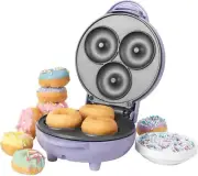 New Doughnut Maker - Easy Clean & Non-Stick Plates, Make 3 Mini Donuts, Create..