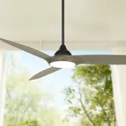 56" Olympia Breeze Modern Indoor Outdoor Ceiling Fan with LED Light Remote Black