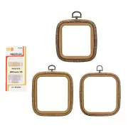 3Sizes Embroidery Hoops Set,3Pcs Square Frame Cross Stitch Hoop Ring with Needle