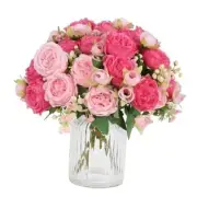 2 Packs Peonies Artificial Flowers Artificial Peonies, Silk 2PCS Mixed Pink