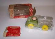 Strombecker Toys U. S. Army Truck Wood Bobble Head Eggbert's No. 505 w/Box 1957