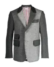 Thom Browne Panelled Frayed Edge Blazer 2,3,4 light gray
