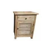 MF Oak Louvre 1 Drawer 1 Door Bedside