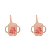 2x Sassi Silicone Sippy Cup Set Slurpy The Octopus Baby/Childrens Cutlery 6m+