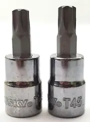 Lot of 2 Husky T45 Torx Bit Sockets 3/8" Drive