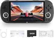 Trimui Smart Pro Handheld Game Console 4.96 inch 720x1280 IPS Screen 5000mAh Built-in 64G TF Card Supports Multiple Simulators Linux System with Screen Protector Black