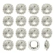 16Pcs Rhinestone Buttons, Flatback Sew on Rhinestones, White