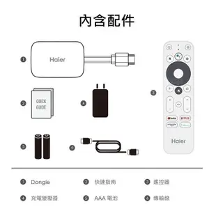 海爾【HTS-A01W】4K電視棒國際版 Android 11白色電視盒