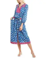 RARE NEW J Crew Womens Tulum Shirtdress Dress Split Neck Floral Cotton M $148