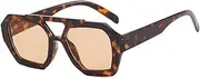 [HDUBFY] Retro Double Bridges Women's Sunglasses Big Frame Gradient Eyewear Sun Glasses Men Shades