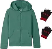 [Bienzoe] Girls Zip Up Hoodies: Kids Fleece School Uniform Teen Soft Light Plain Warm Youth Sweatshirt