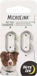 Nite IZE MicroLink Pet Tag Carabiner, Stainless Steel Cat and Dog Tag Clip, 2 Count (Pack of 1)
