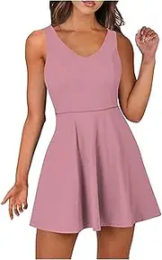 [Generic] Women's Tennis Dress Active Sporty Tank Dress with Shorts Workout Exercise Athletic Romper Dresses Summer Golf Outfits