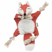 Interactive No Stuffing Crinkle Squirrel Plush Dog Toy W/ Knotted Ropes