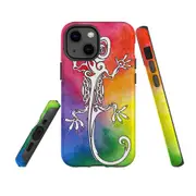 For Apple iPhone 13 mini Case, Armour Back Cover, Rainbow Lizard