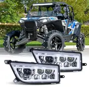 Halo Rings Chrome UTV ATV LED Headlights For Polaris RZR 1000 XP Turbo RZR 900