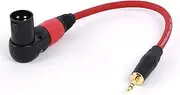 ROBAUN Colorful Right Angle XLR 3Pin Male/Female Plug to 3.5mm 1/8inch Stereo Male Jack Connector for Microphone Speaker 0.3-15M(Red-M,0.5m)