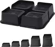 [MQFORU] Bed Risers 2 inch,L Shape Oversized Furniture Risers,Heavy Duty Support to 6000lbs,Wide Opening Bed Lifts for Bed, Couches, Tables, Desks (Black,4pack)