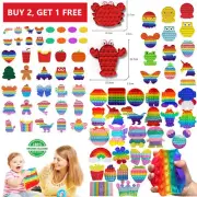 Rainbow Macaron Fidget Stress Reliever Press Pop It Tactile Sensory Toy Tiktok